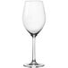An Anchor Hocking Sondria wine glass with a stem and clear glass.