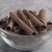 A bowl of Mona Lisa irregular semi-sweet chocolate shavings.