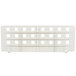 A white plastic Metro shelf divider panel with square holes.