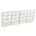 A white plastic Metro shelf divider with holes.