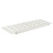 A white plastic Metro shelf divider with holes.