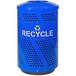 A blue Ex-Cell Kaiser Arena 51 recycling bin with white text and a dome top.