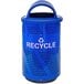 An Ex-Cell Kaiser blue steel recycling bin with a hooded rain top.