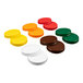 A set of six Carlisle Store N' Pour assorted color plastic caps.