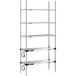 A Metro stainless steel shelving unit with heated and chrome shelves.