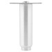 A stainless steel adjustable leg with a metal screw on top.