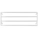 A Main Street Equipment metal rack holder with metal rods and three hooks.