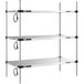 A Metro Super Erecta heated stainless steel takeout station with three shelves.