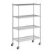 A Regency chrome wire shelving unit with four shelves.