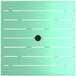 A square seafoam green table with a black circle.