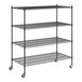 A black wire Regency 4-shelf starter kit with casters.