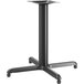 A black Lancaster Table & Seating column table base with four legs.