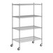 A Regency chrome wire shelving unit with four shelves.