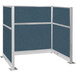 A blue and silver Versare Hush Panel U-shape cubicle.