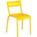 A yellow chair with a white background.