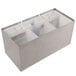 A silver Carlisle insulated dispenser with three plastic containers inside.