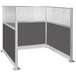 A Versare charcoal gray U-shaped cubicle with a window.