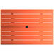 An orange rectangular Lancaster Table & Seating outdoor table with a black umbrella hole.