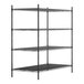 A black metal Regency shelving unit with four shelves.