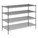 A black Regency wire shelving unit with four shelves.