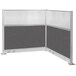 A Versare charcoal gray cubicle panel with a window.