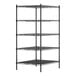 A black metal Regency shelving unit with five shelves.