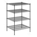 A black wire Regency shelving unit with four shelves.