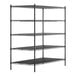 A black metal Regency 5-shelf kit with black metal posts.