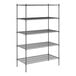 A black wire Regency shelving unit with four shelves.