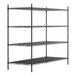 A black metal Regency shelving unit with four shelves.