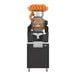 A high-capacity automatic feed juicer with a black podium, designed for self-service and capable of juicing up to 40 fruits per minute.