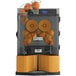 An Essential Pro Orange juicer with oranges in it.