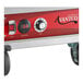 An Avantco full size heated holding cabinet with red and silver solid Dutch doors.