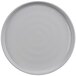 A white plate with a circular rim.