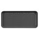 A grey rectangular melamine tray with a black background.