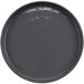 A gray melamine round plate with a rim on it.