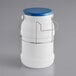 A white polypropylene container with a blue lid.