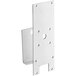 A white metal bracket with holes for mounting.