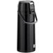 A black Choice glass-lined stainless steel airpot with a lever handle.