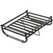 A black metal Tablecraft flatware holder rack with metal rods.