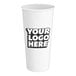 A customizable white paper hot cup with black text.