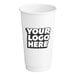 A white customizable paper hot cup with black text.