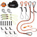 An Ergodyne Squids Carpenter & Laborers Tool Tethering Kit with lanyards and straps in a black and white bag.