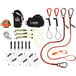 An orange and black Ergodyne Squids tool tethering kit bag with lanyards and wristbands inside.