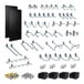 Two black DuraBoards with metal hooks and bins on a white background.