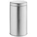 A close-up of a 2 9/16" x 4 5/16" silver tea tin with a lid.