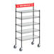 A Regency black epoxy mobile shelving unit with wheels.