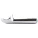 A Zeroll aluminum ice cream scoop with a green handle.