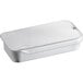 A silver rectangular tin with a slide top lid.