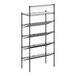 A black Regency epoxy shelving unit with 1 shelf and 4 slanted drop in baskets.